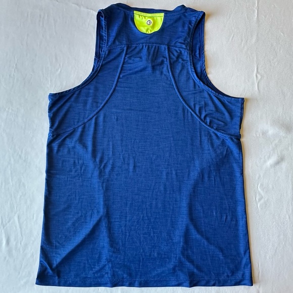 Objet d'Art Womens Tank Top Athletica Workout Gym Blue Neon Yellow Detail Size M - Picture 8 of 12